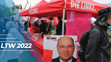 Foto von einer Wahlveranstaltung der Partei "die Linke"