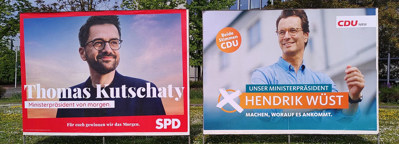 Die SPD und die CDU liefern sich ein Kopf-an-Kopf-Rennen. (Foto: Noah Dix) Wahlplakate von der SPD und CDU