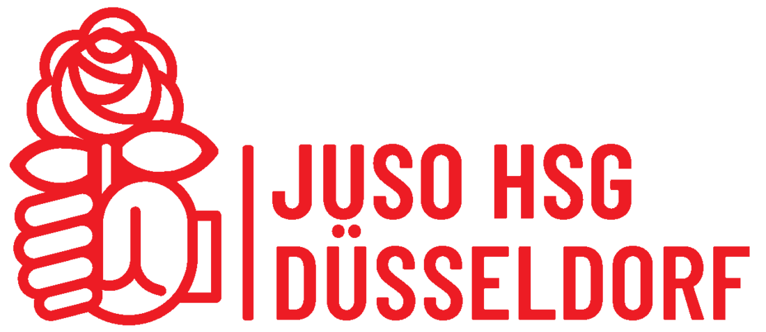 Man sieht das Logo der Juso Hochschulgruppe Düsseldorf.