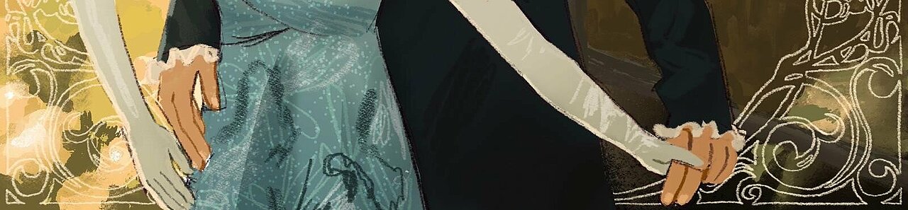 Auf dem Bild sieht man zwei Personen Hände haltend hintereinander stehen.