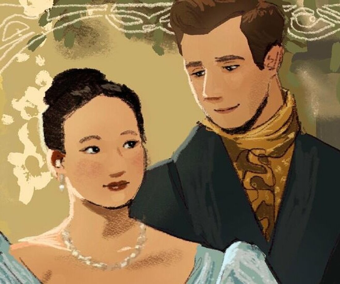 Auf dem Bild sieht man Sophie Baek und Benedict Bridgerton nebeneinander stehend.