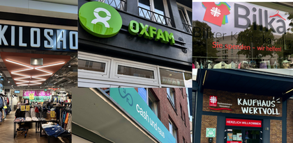 Die verschiedenen Studi-freundlichen Secondhandläden in Düsseldorf (Foto: Maylea Zora Selisch)