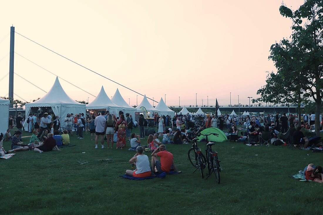 Festival-Atmosphäre auf der Wiese der Rheinuferpromenade (Foto: Vivien Henning) Festival-Atmosphäre auf der Wiese der Rheinuferpromenade (Foto: Vivien Henning)