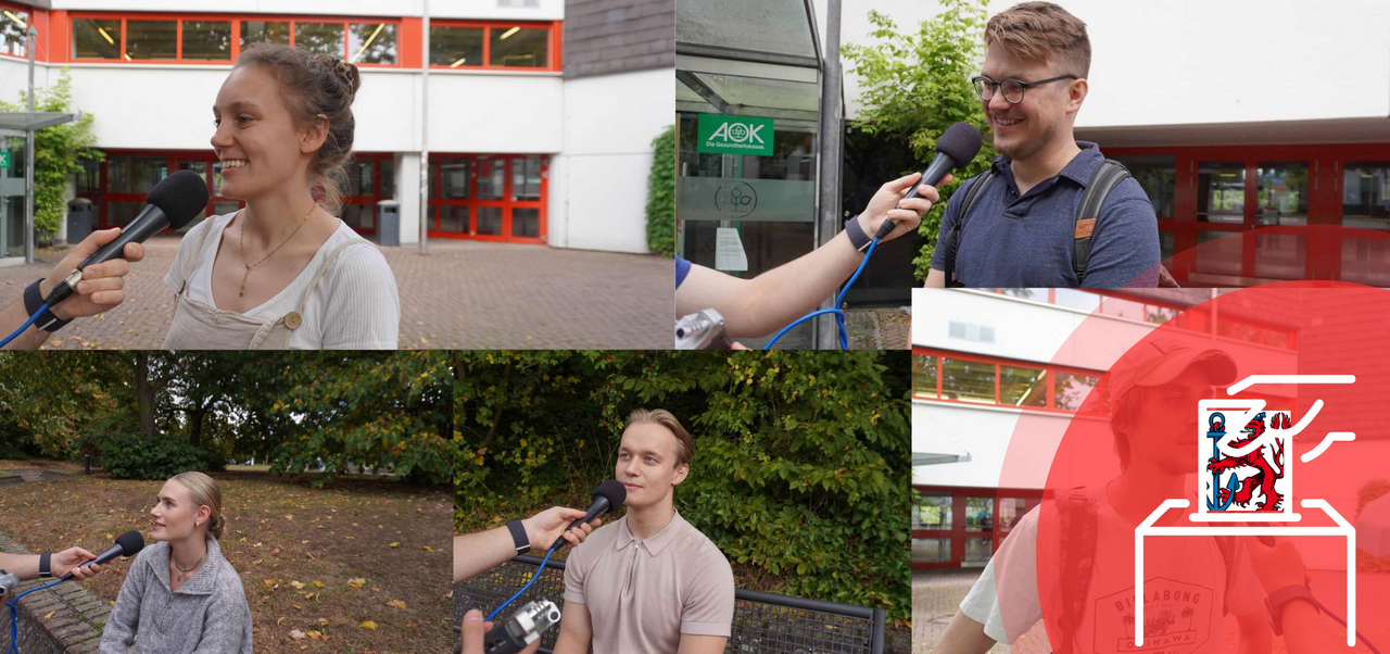 Auf dem Bild sieht man die verschiedenen Studenten die von hochschulradio düsseldorf befragt worden sind (Foto: Katie Hamed)