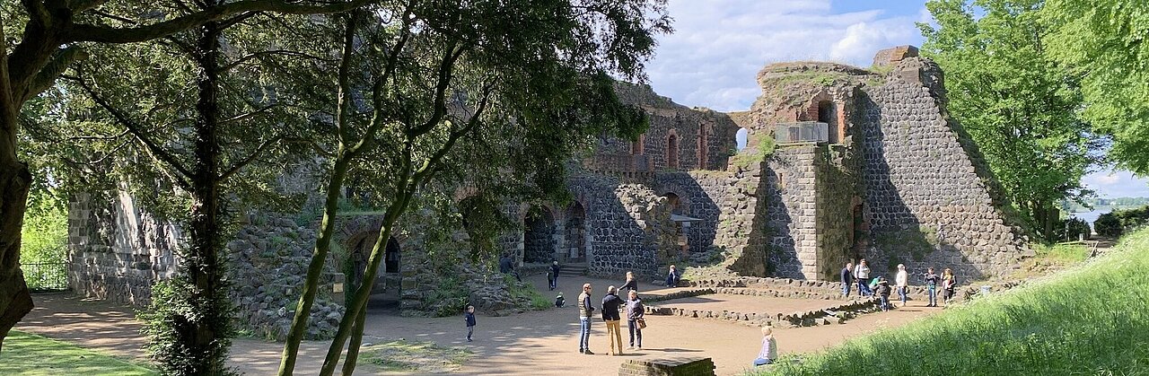 Hier sieht man die Burgruine von der Kaiserpfalz bei schönem Wetter.