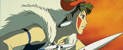 Auf dem Bild sieht man die Hauptfigur des Filmes, Prinzessin Mononoke