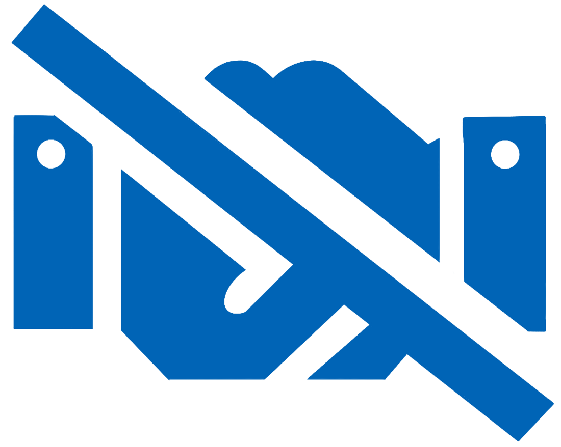 Auf dem Bild sieht man einen Handschlag, der durchgestrichen ist. 