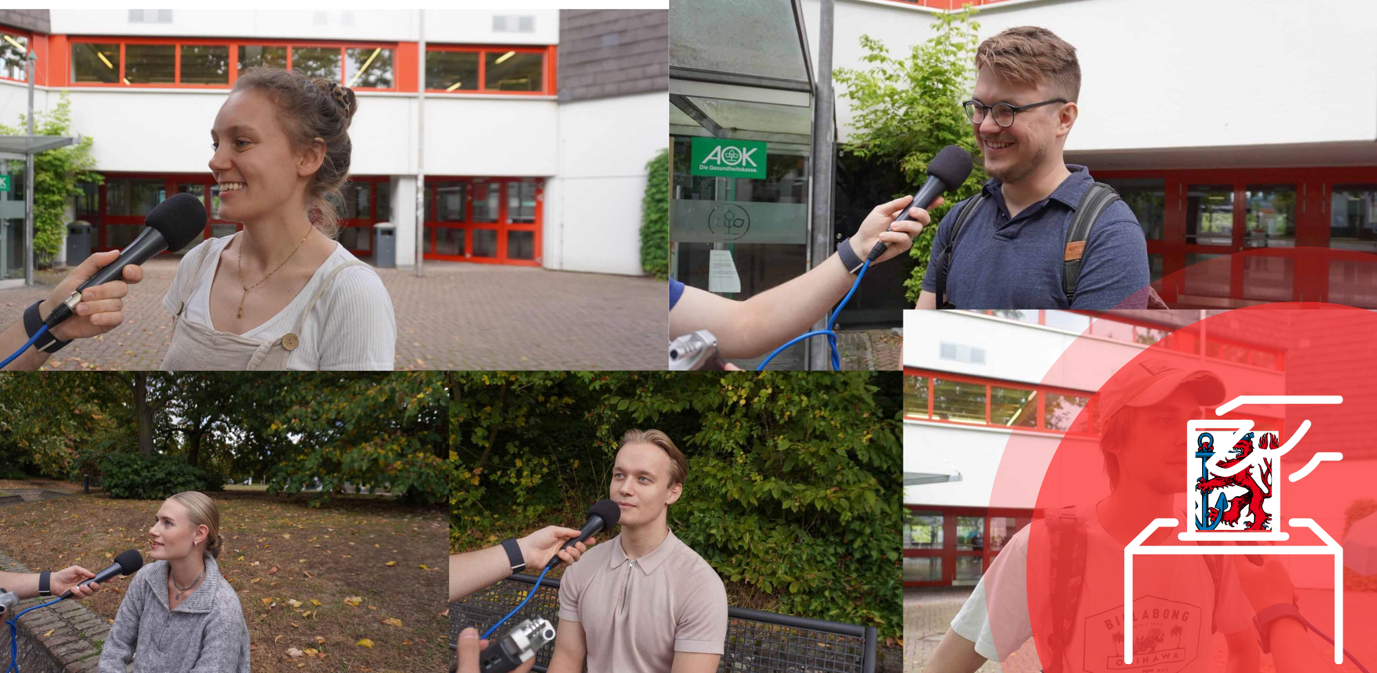 Auf dem Bild sieht man die verschiedenen Studenten die von hochschulradio düsseldorf befragt worden sind (Foto: Katie Hamed)