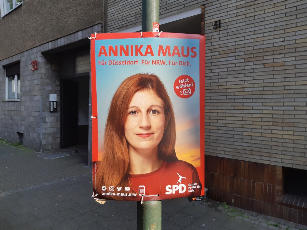 Wahlplakat der SPD mit Annika Maus.